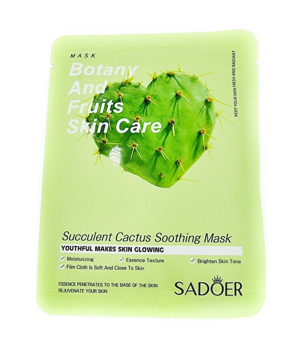 Тканевая маска с экстрактом кактуса Sadoer Botany And Fruits Skin Care Succulent Cactus Soothing Mask 