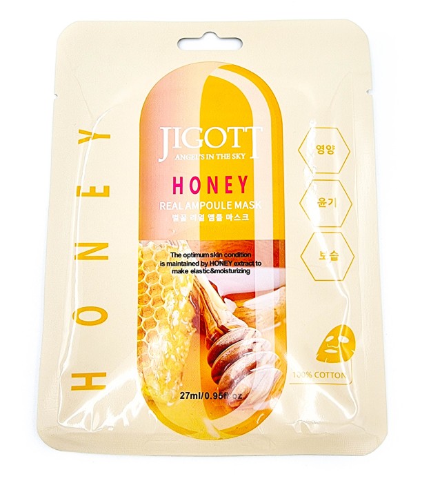 Тканевая маска для лица с медом Jigott Honey Real Ampoule Mask